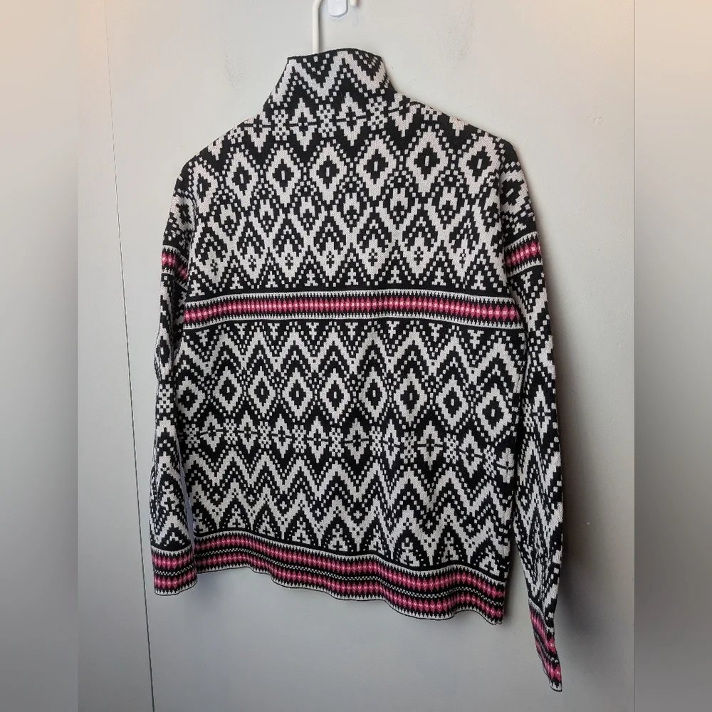 TAHARI Women Sweater Turtleneck Long Sleeve Super Soft Size Medium Black White - Picture 7 of 9